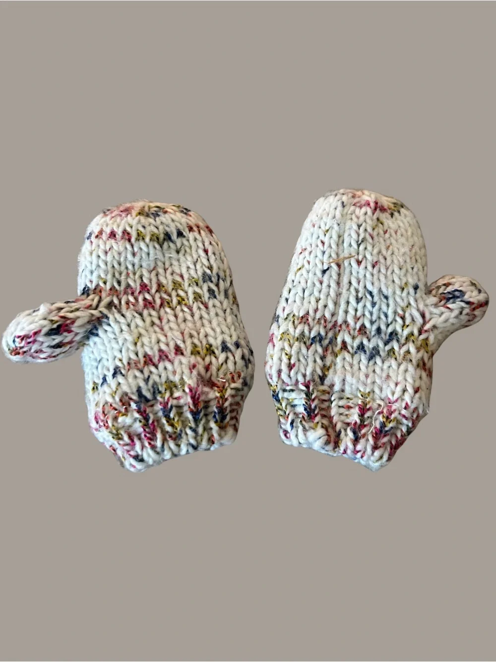 Old Navy Cream Mittens with Multi-Color Speckles